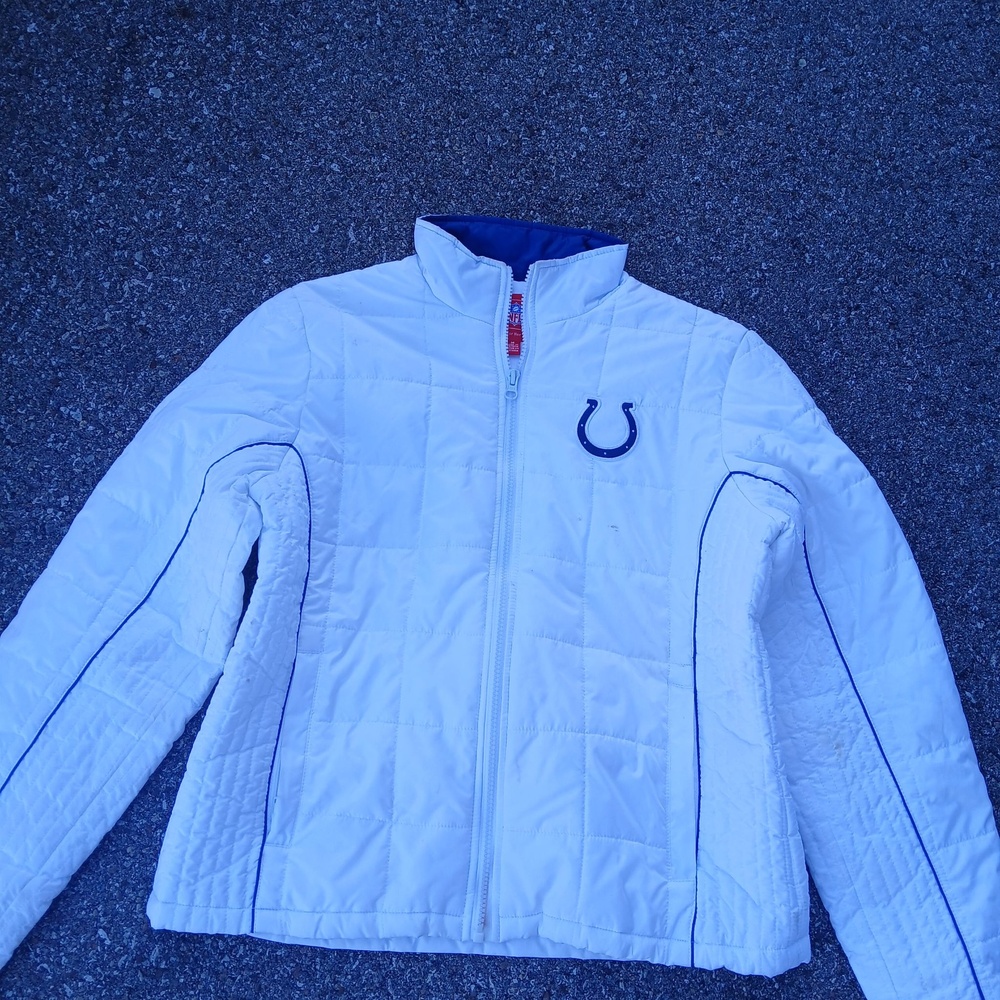 Indianapolis Colts Jacket Womens Medium White NFL Football Quilted Full Zip